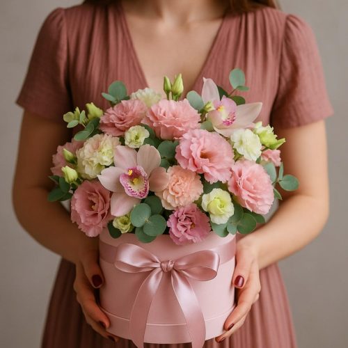 Шляпная композиция «Симфония розового велюра»