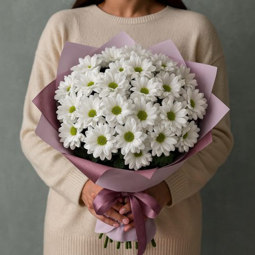 Букет из белых хризантем «Нежность»