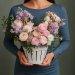 Корзины с белыми цветами